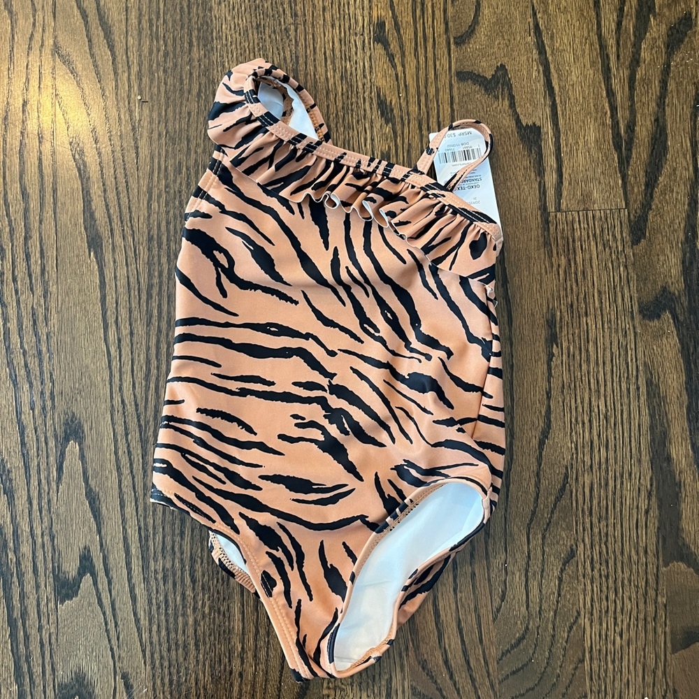 New with tags: striped toddler girls swimsuit - size 2T